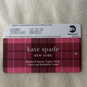 Pink Limited Edition Kate Spade New York MTA Plaid MetroCard #1922